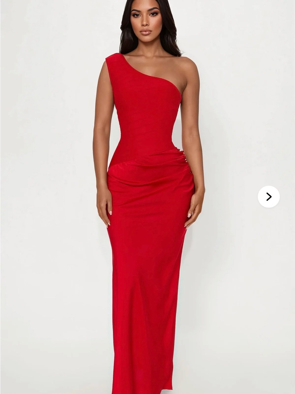 Fashion Nova Red One-Shoulder Evening Dress